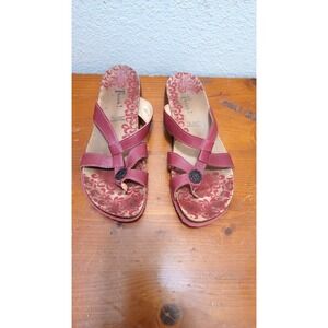 Think! Womens Red Leather Cork Sandals Size 41
